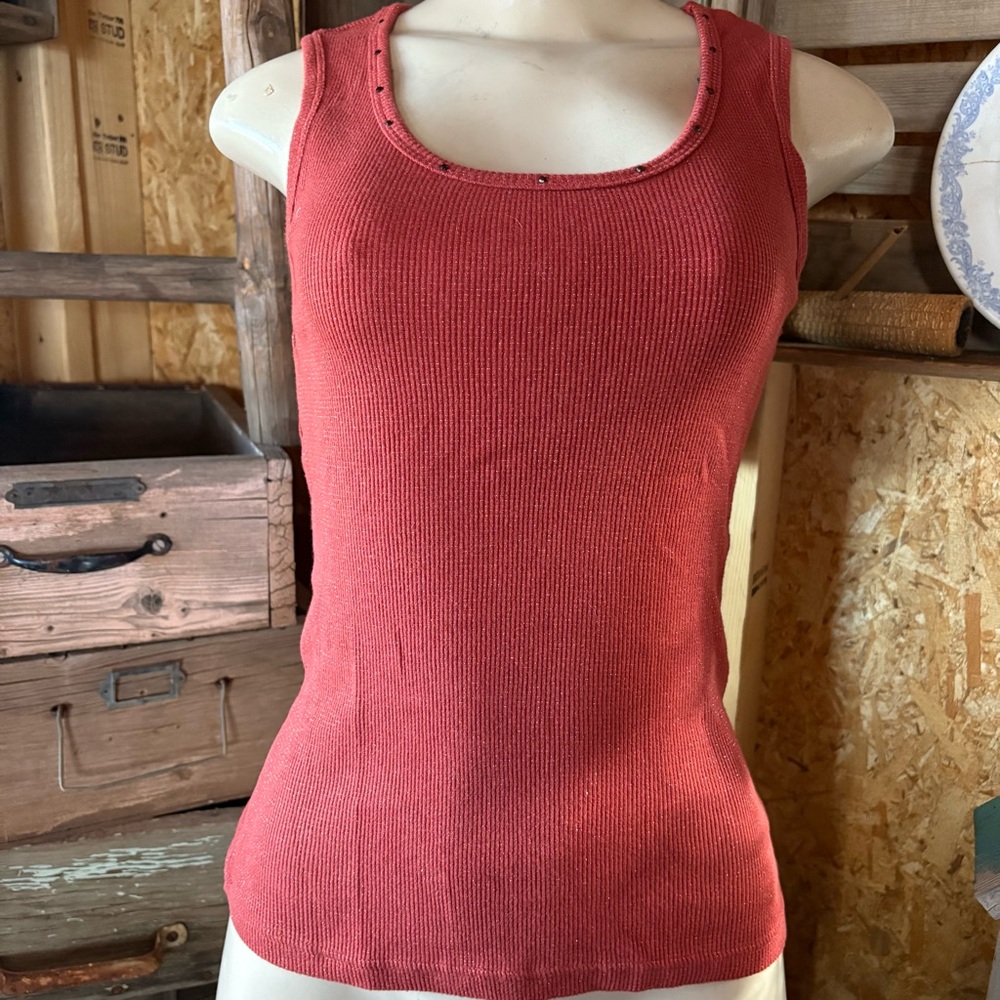 Women's Sleeveless Ribbed Top - Red